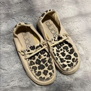 Hey Dude Kids Moccasins in Leopard and Cream